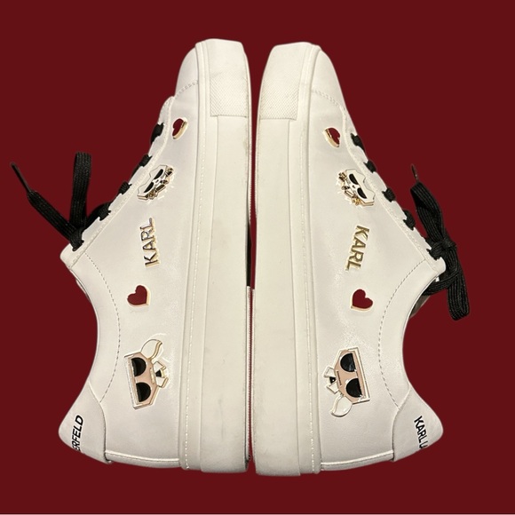 Karl Lagerfeld 9.5 pinned Cambie Women’s Sneakers White Logo low top - Picture 5 of 12
